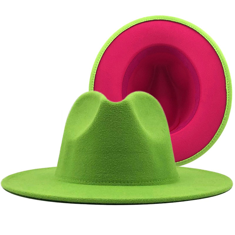 ADELINE Fedora Hat in Green/Rose