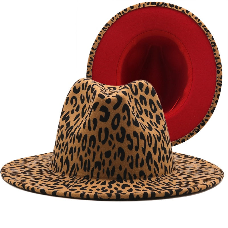 JAZZ Fedora Hat in Leopard/Red