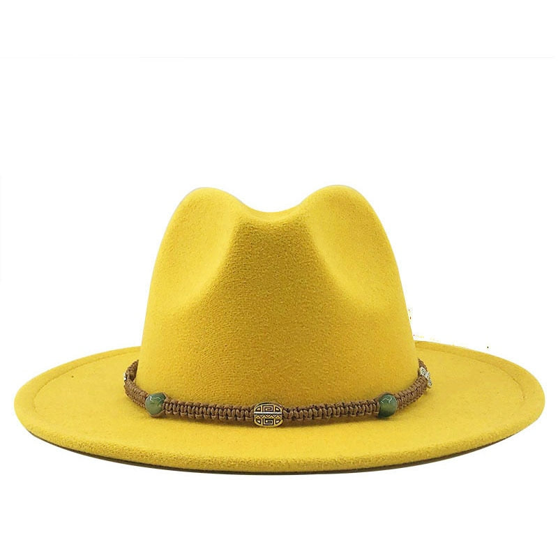 MAXIMILIAN Men's Felt Fedora Hat in Yellow