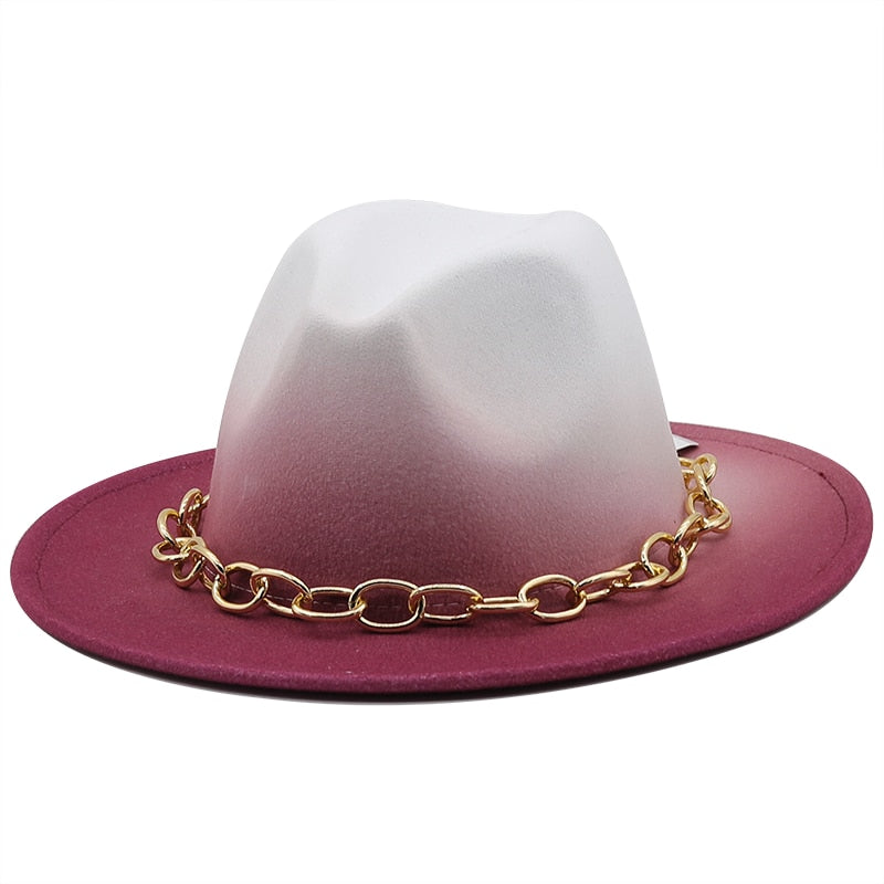 HADEN Fedora Hat in White/Wine
