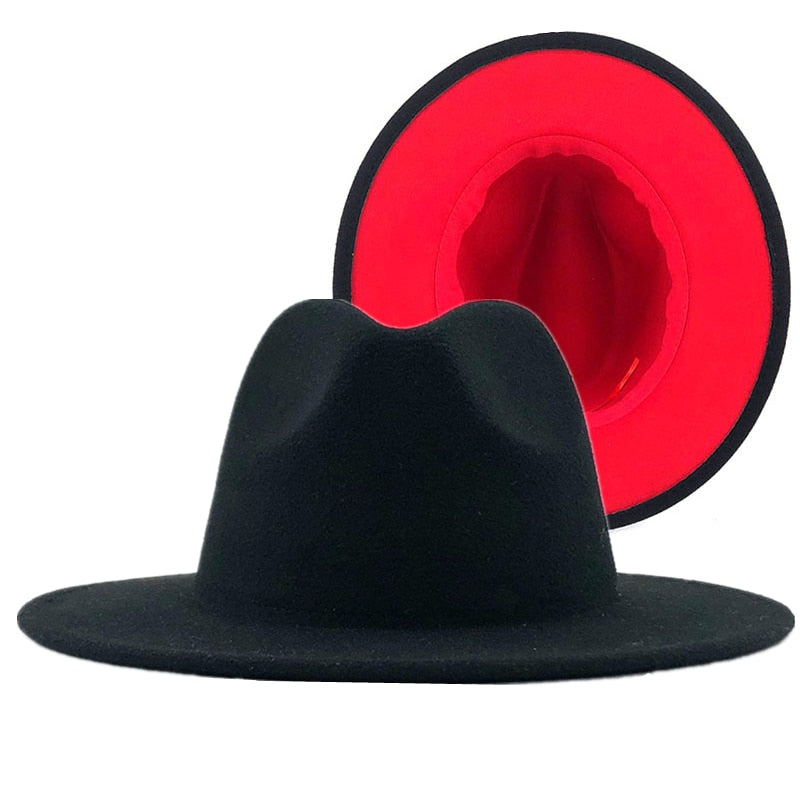 ADELINE Fedora Hat in Black/Red