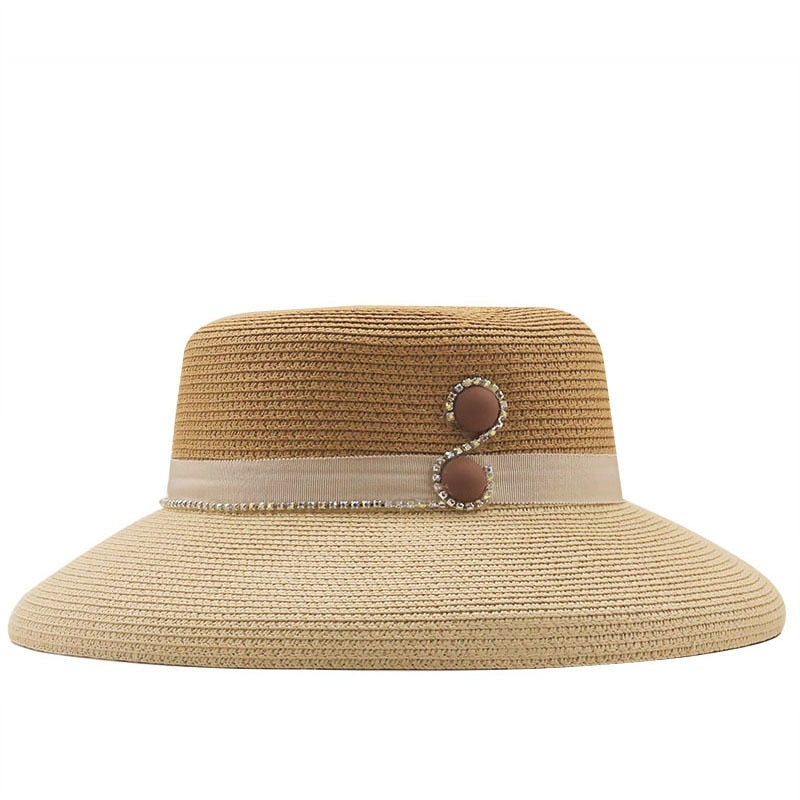 CLARINA Panama Hat in Khaki/Beige