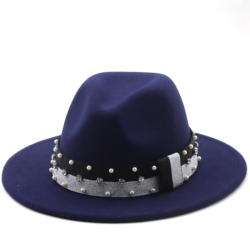 DAVINA Fedora Hat in Navy