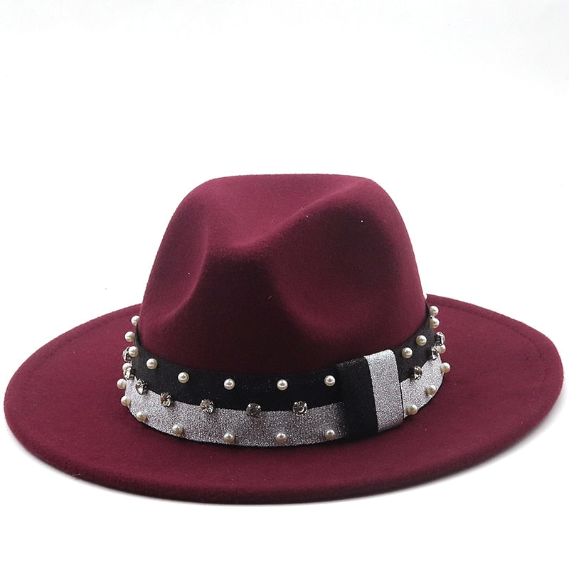 DAVINA Fedora Hat in Wine Red