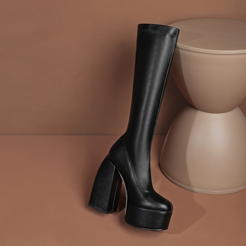 DAENE Knee-High Platform Heel Boots