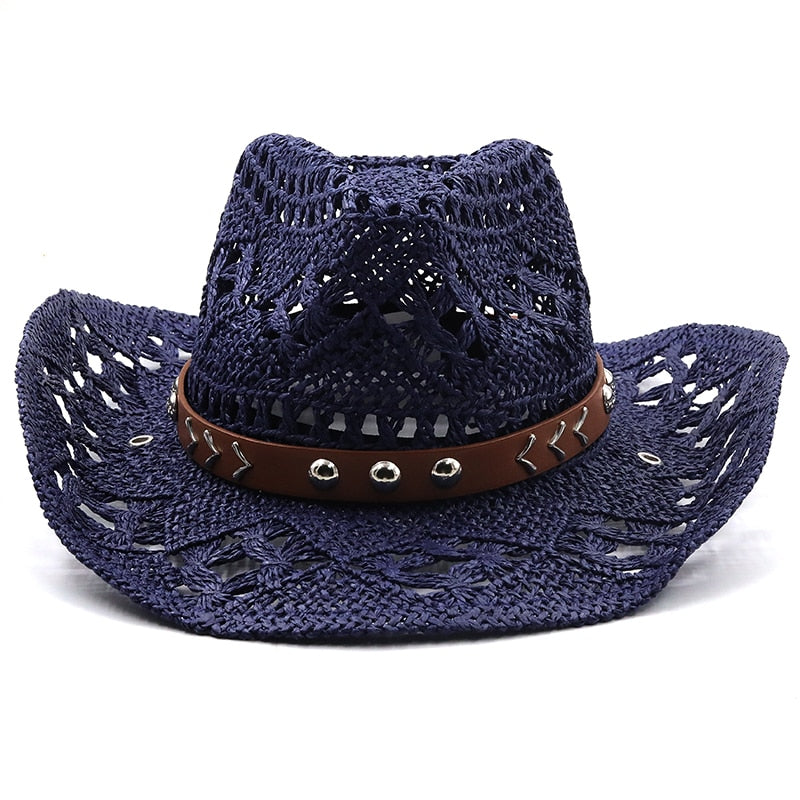 ARPAD Men's Straw Cowboy Hat in Blue