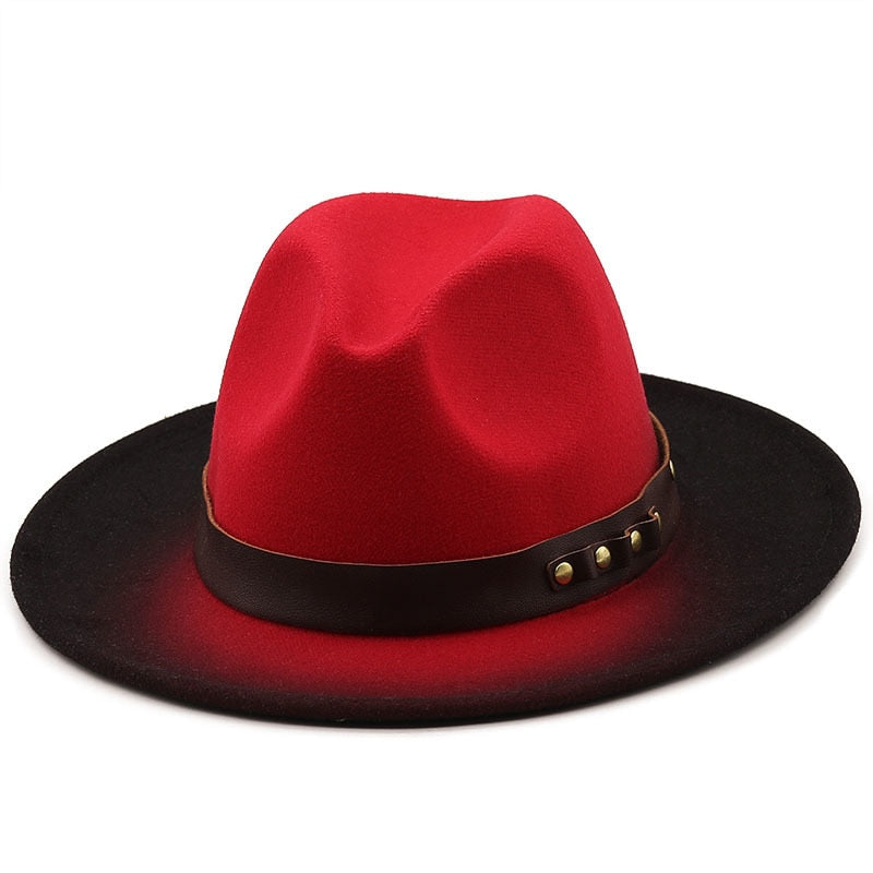 ELSHA Fedora Hat in Red/Black