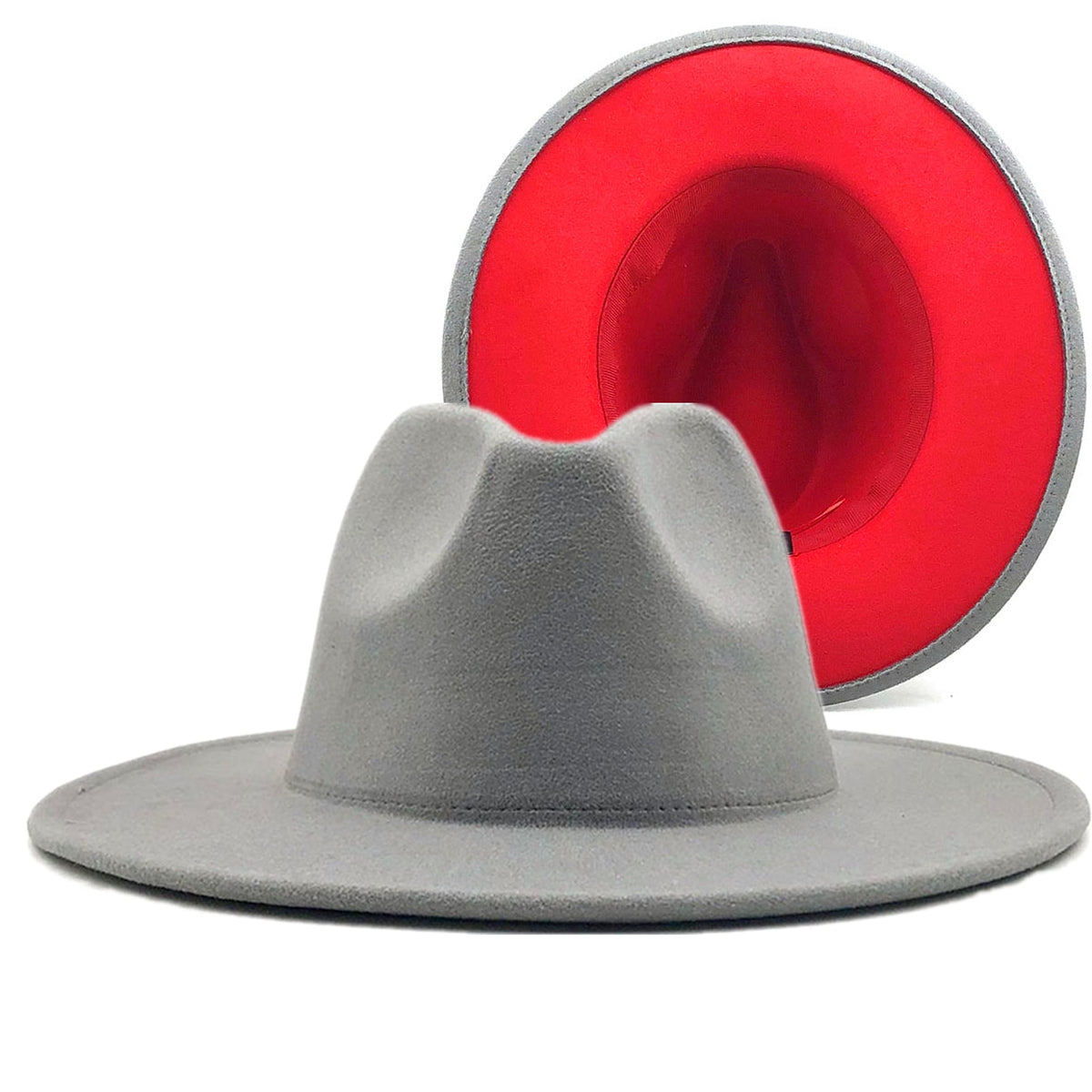 ADELINE Fedora Hat in Gray/Red