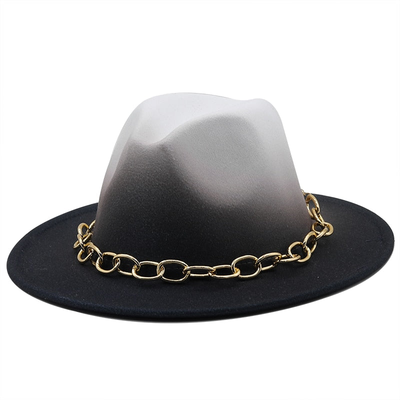 HADEN Fedora Hat in White/Black