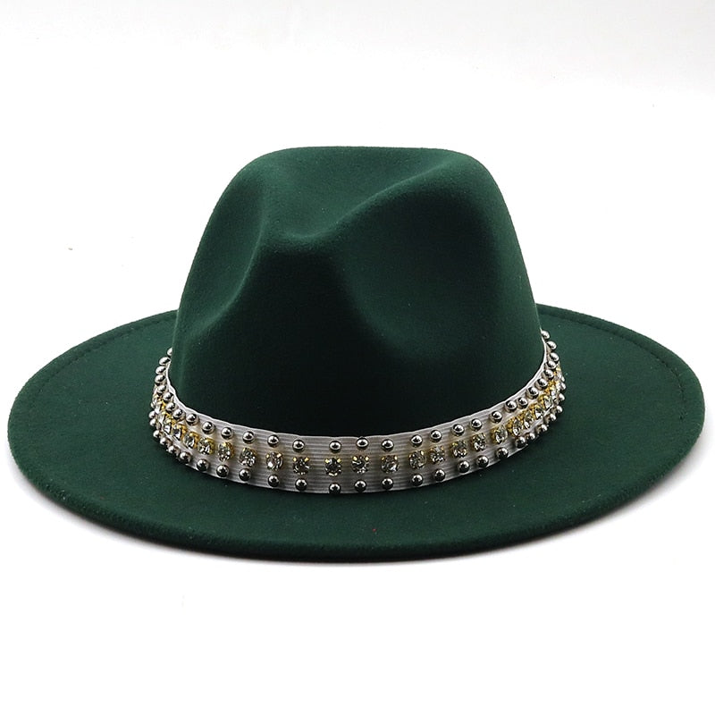 ROSAL Fedora Hat in Dark Green