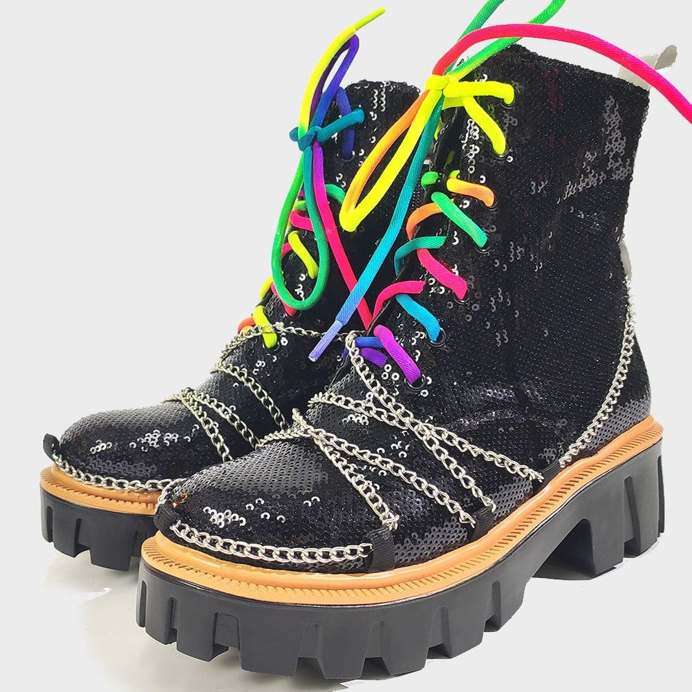 DEICE Dazzling Chunky Boots in Black