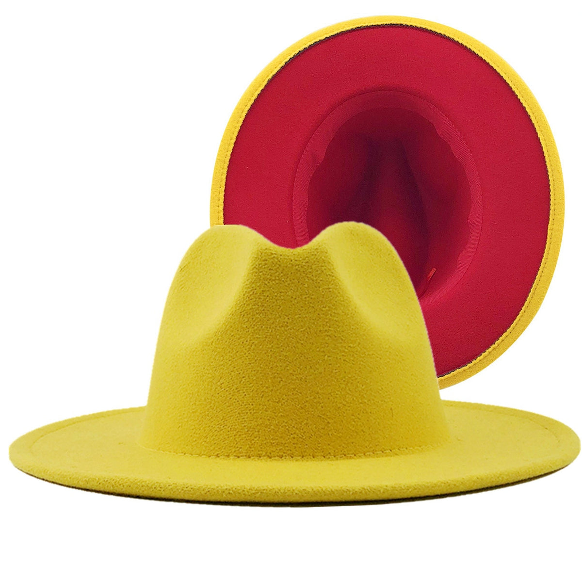 ADELINE Fedora Hat in Yellow/Red