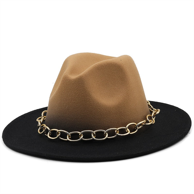 HADEN Fedora Hat in Khaki/Black