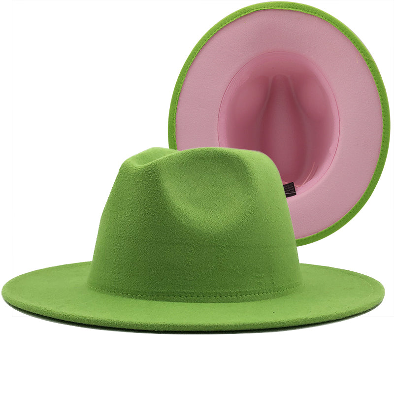 AUDREY Fedora Hat in Green/Pink