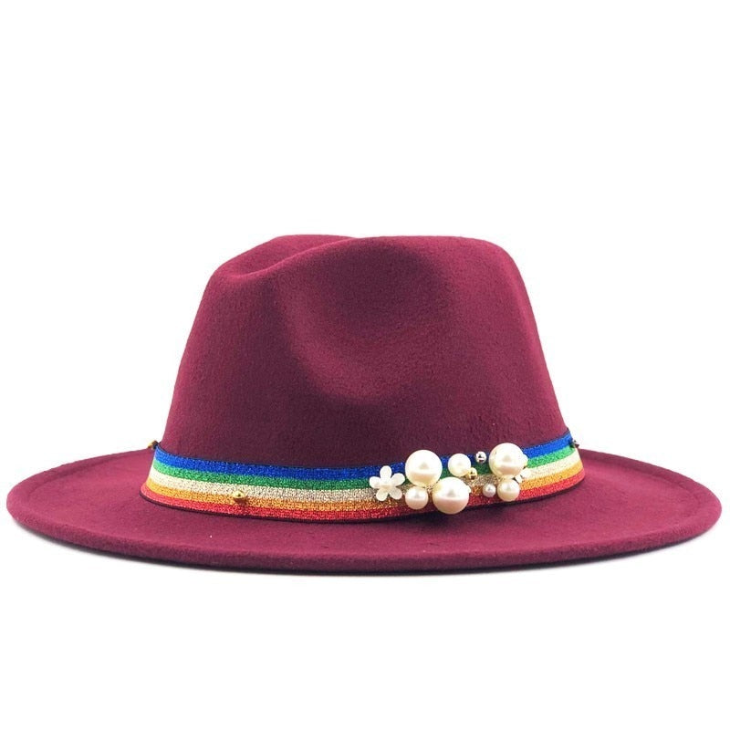 YESNIEA Fedora Hat in Wine Red