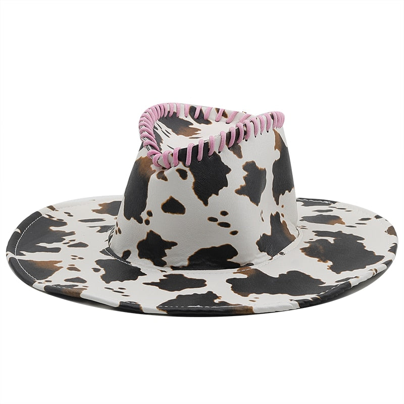 ZUZU Fedora Hat in White/Black/Pink