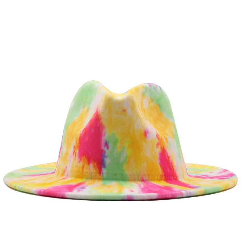 HALINA Fedora Hat in Yellow/Rose