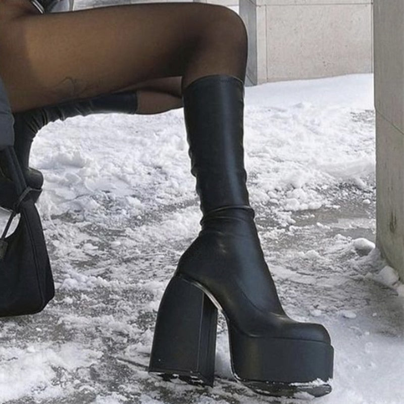 DAENE Knee-High Platform Heel Boots