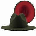 ADELINE Fedora Hat in Army Green/Red