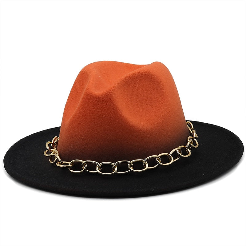 HADEN Fedora Hat in Orange/Black