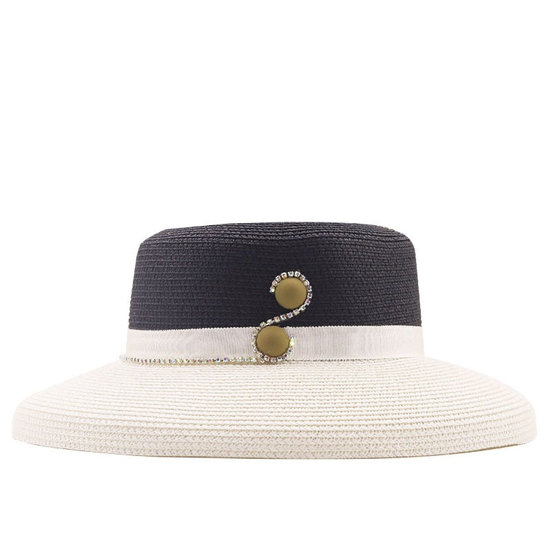 CLARINA Panama Hat in Black/White