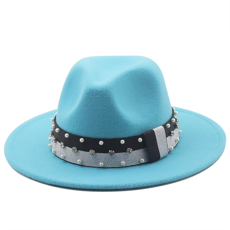 DAVINA Fedora Hat in Lake Blue