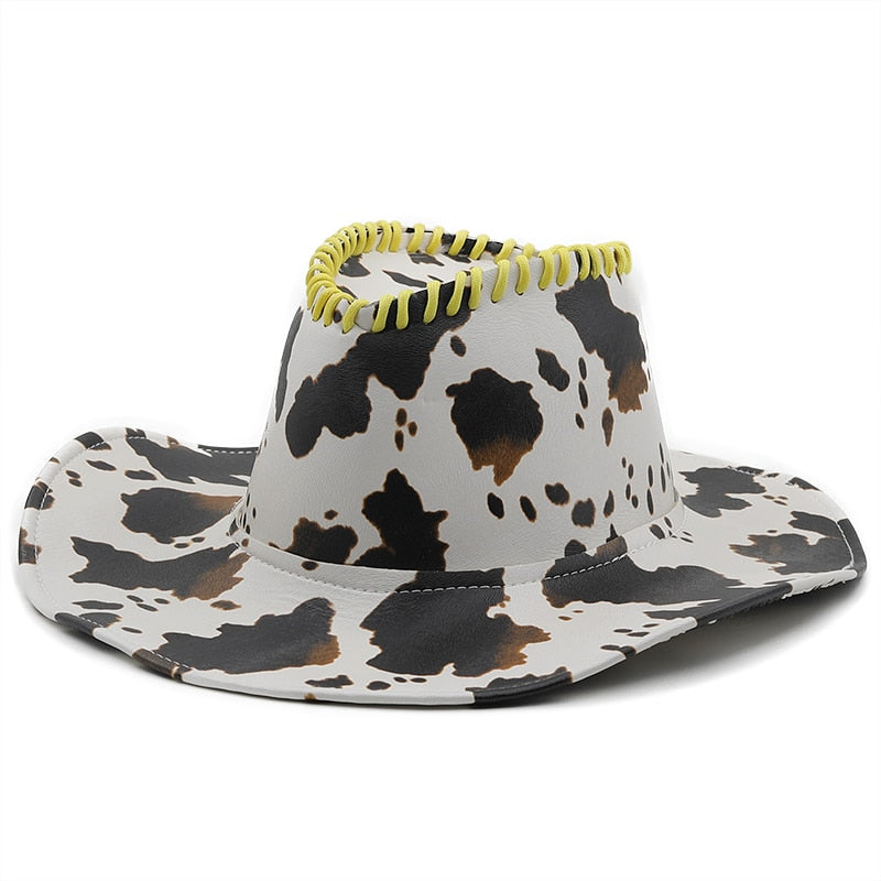 ZUZU Fedora Hat in White/Black/Yellow