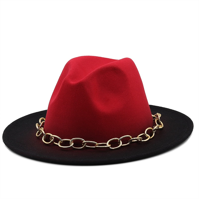 HADEN Fedora Hat in Red/Black