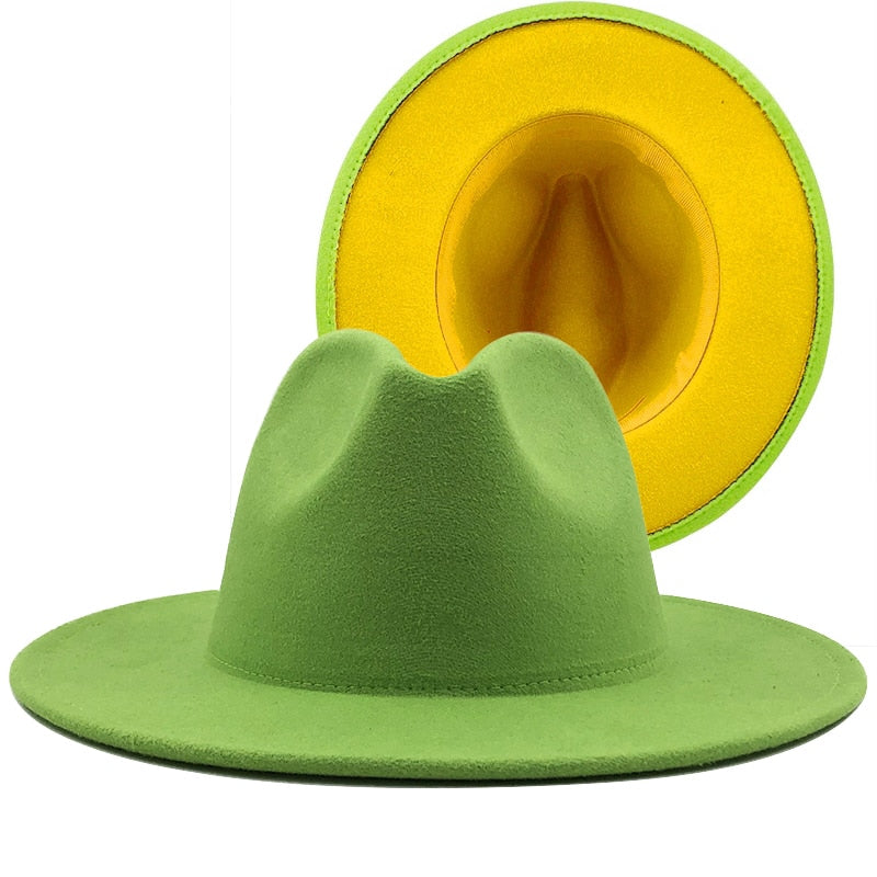 AUBREY Fedora Hat in Green/Yellow