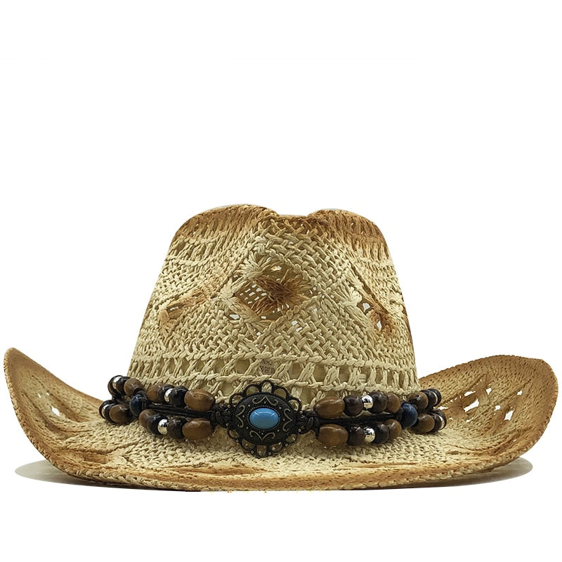 RIANA Cowboy Hat in Beige/Brown