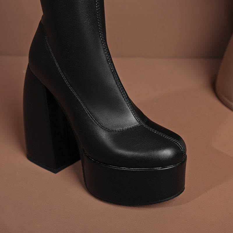 DAENE Knee-High Platform Heel Boots