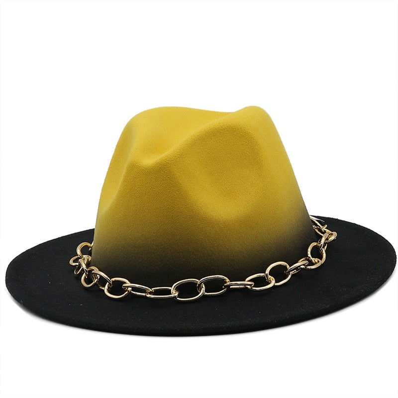 HADEN Fedora Hat in Yellow/Black