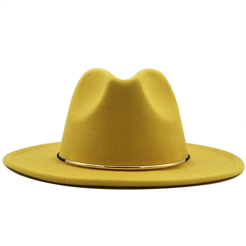 LUDWIG Men's Felt Fedora Hat in Yellow