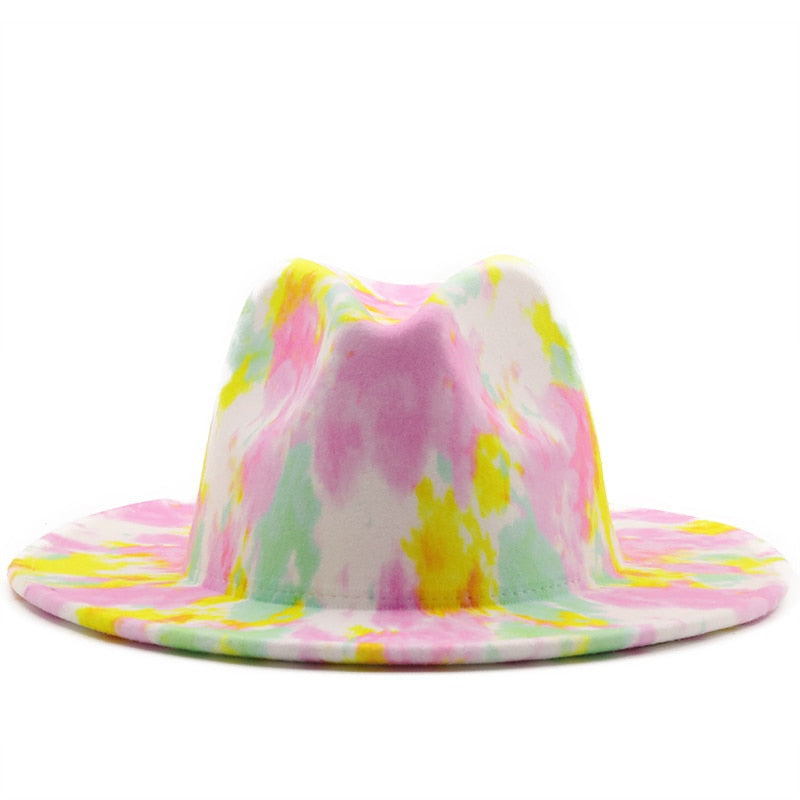 HALINA Fedora Hat in White/Pink