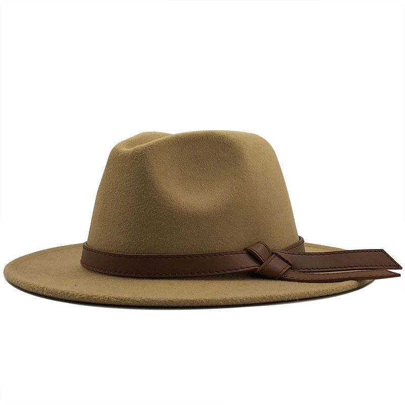 LOUIS Men's Felt Fedora Hat in Light Khaki