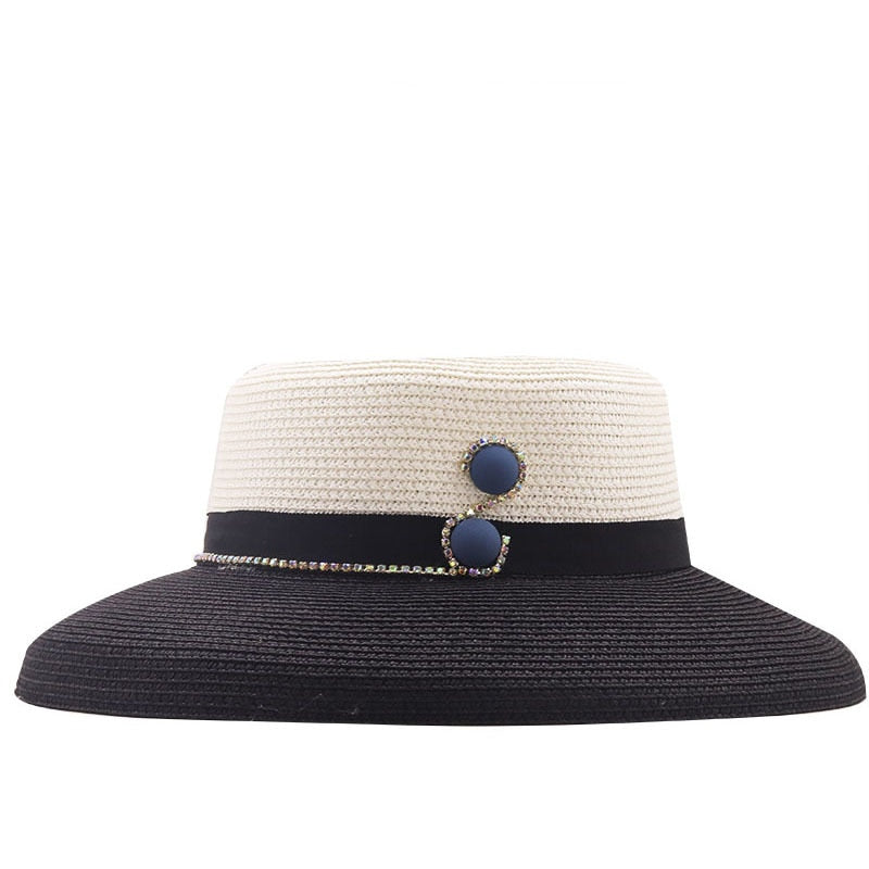 CLARINA Panama Hat in White/Black