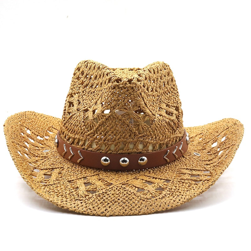 ARPAD Men's Straw Cowboy Hat in Light Brown