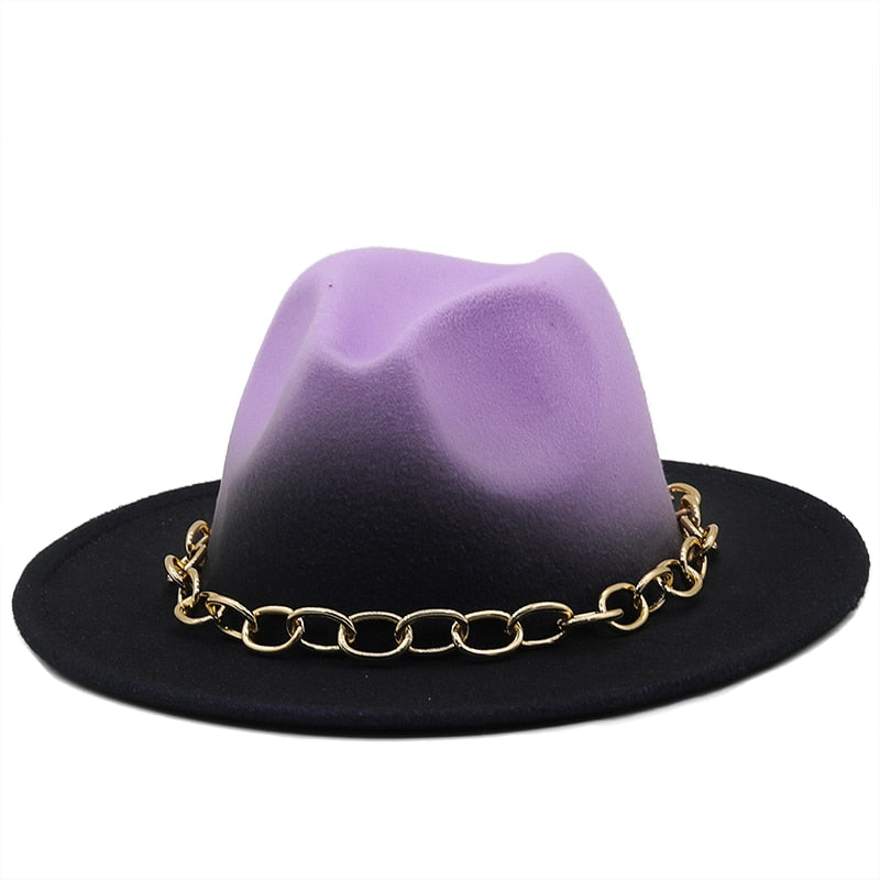 HADEN Fedora Hat in Purple/Black