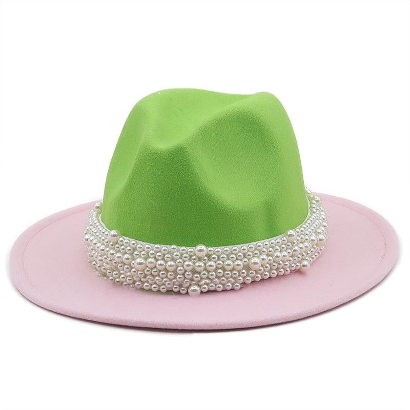 KAYLA Pearl Hat in Green/Pink