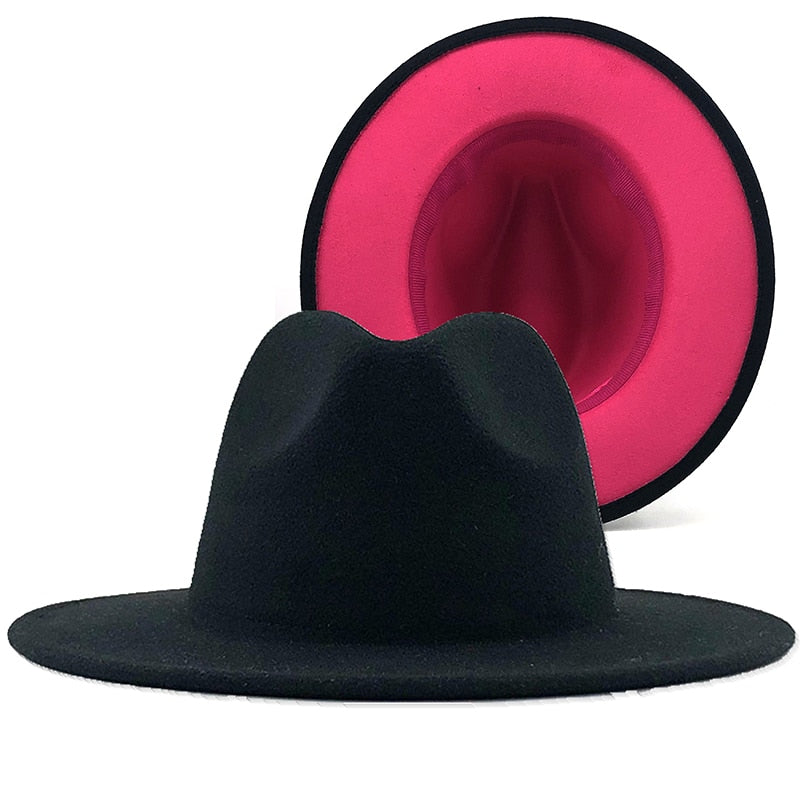 ADELINE Fedora Hat in Black/Rose