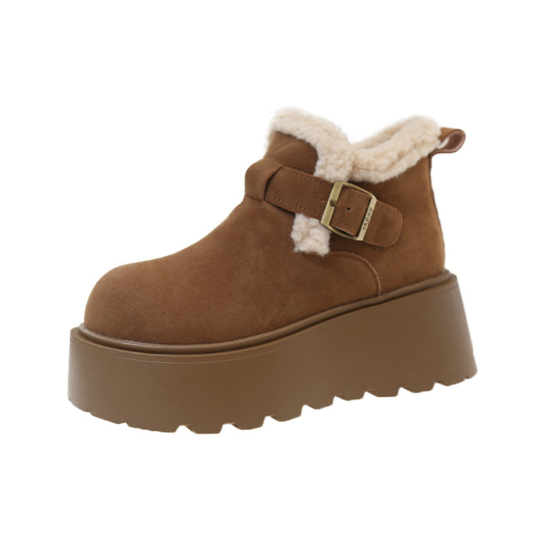 Artemis Shearling Platform Boots in Chestnut Tan