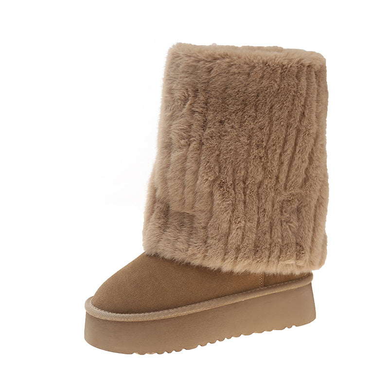 Demeter Plush High-Rise Boots in Golden Wheat