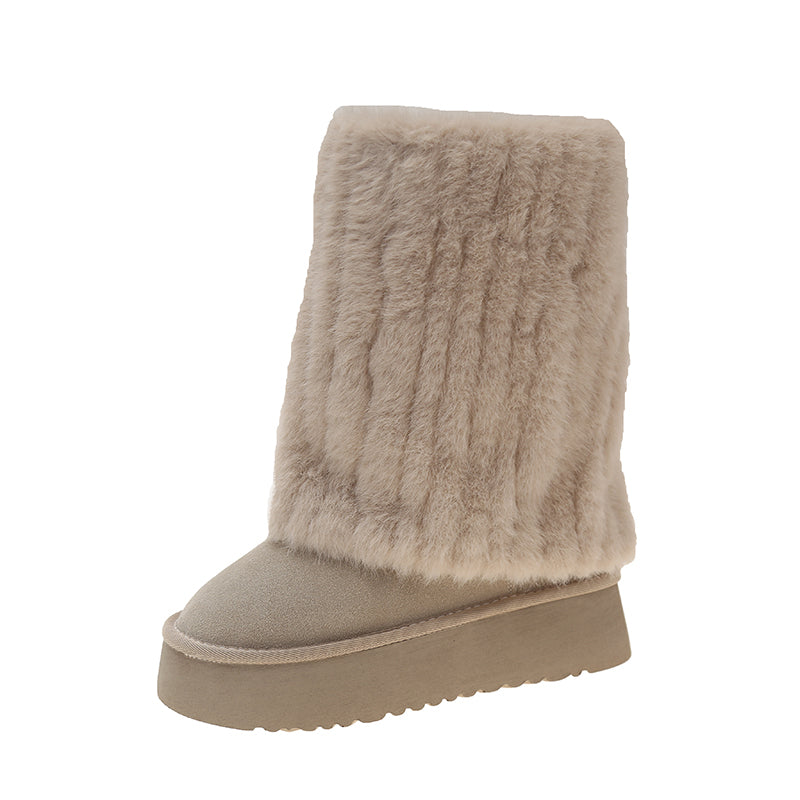 Demeter Plush High-Rise Boots in Ivory Frost