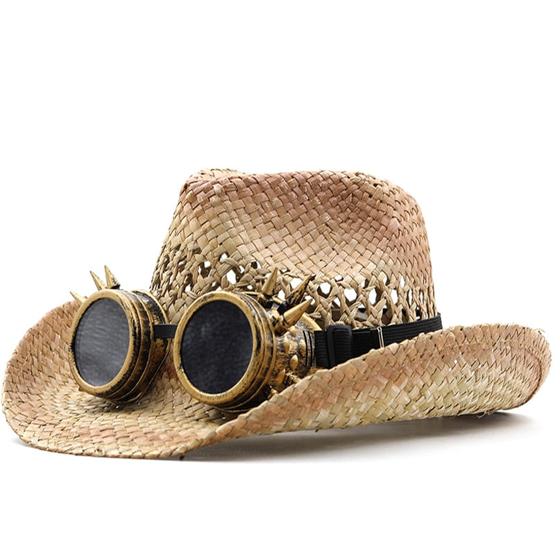HAROLD Men's Steampunk Cowboy Hat with Goggles