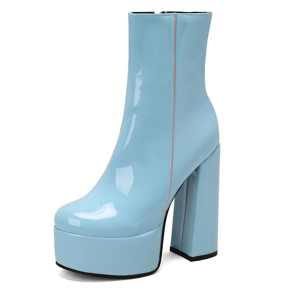 AZALEA High Heel Platform Ankle Boots in Blue