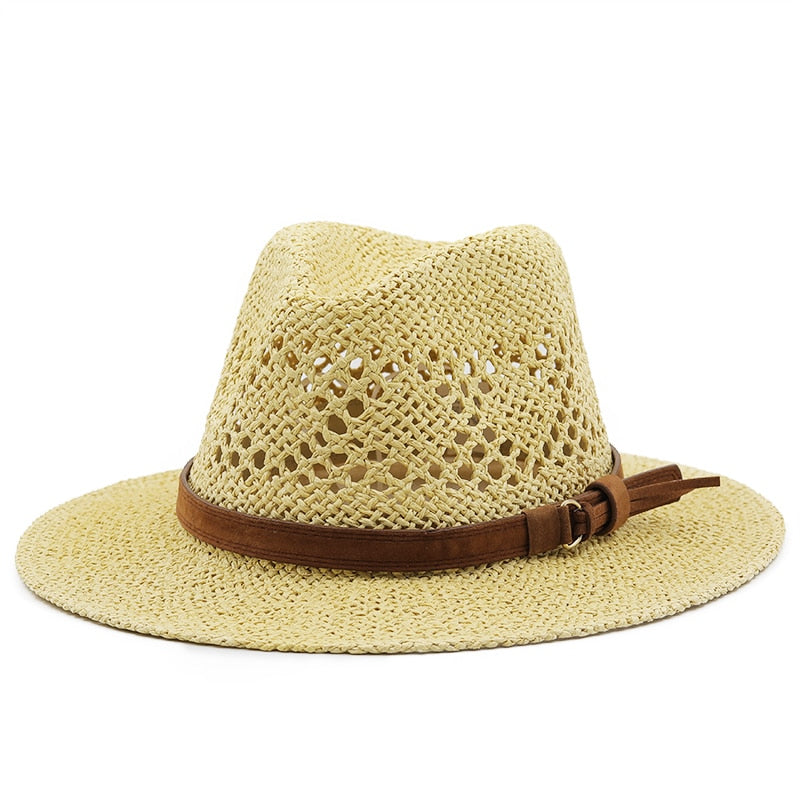 TRAJAN Men's Straw Fedora Hat in Tan