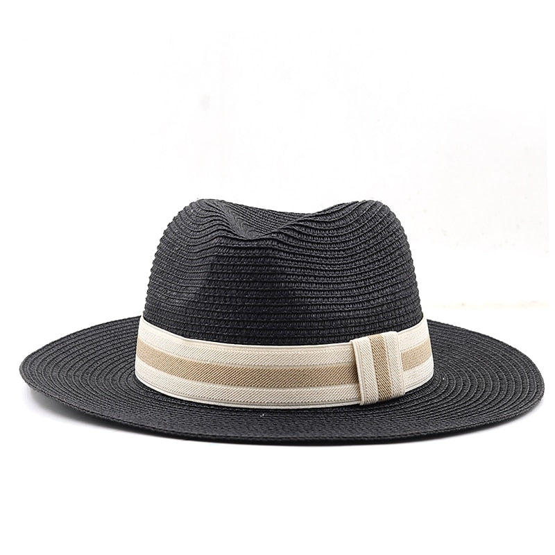 XERXES Men's Straw Fedora Hat in Black