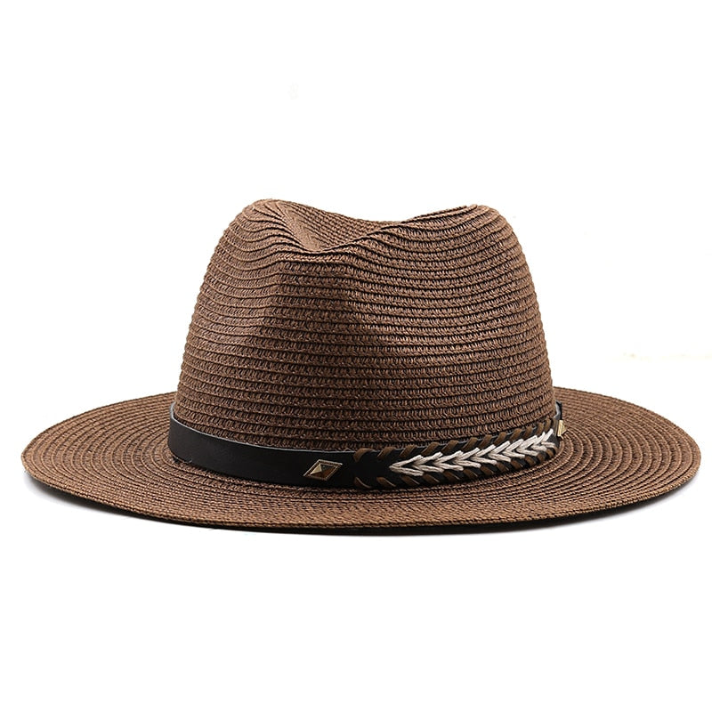 CYRUS Men's Straw Fedora Hat in Brown