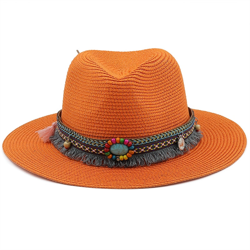 LEONA Panama Hat in Orange