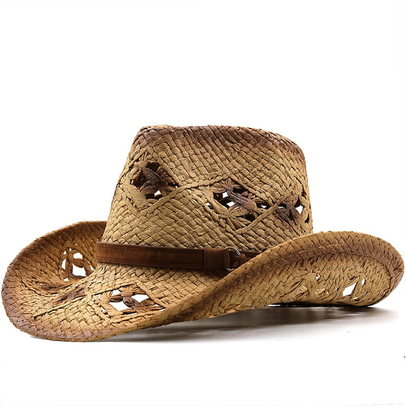 LOTHAIR Men's Straw Cowboy Hat